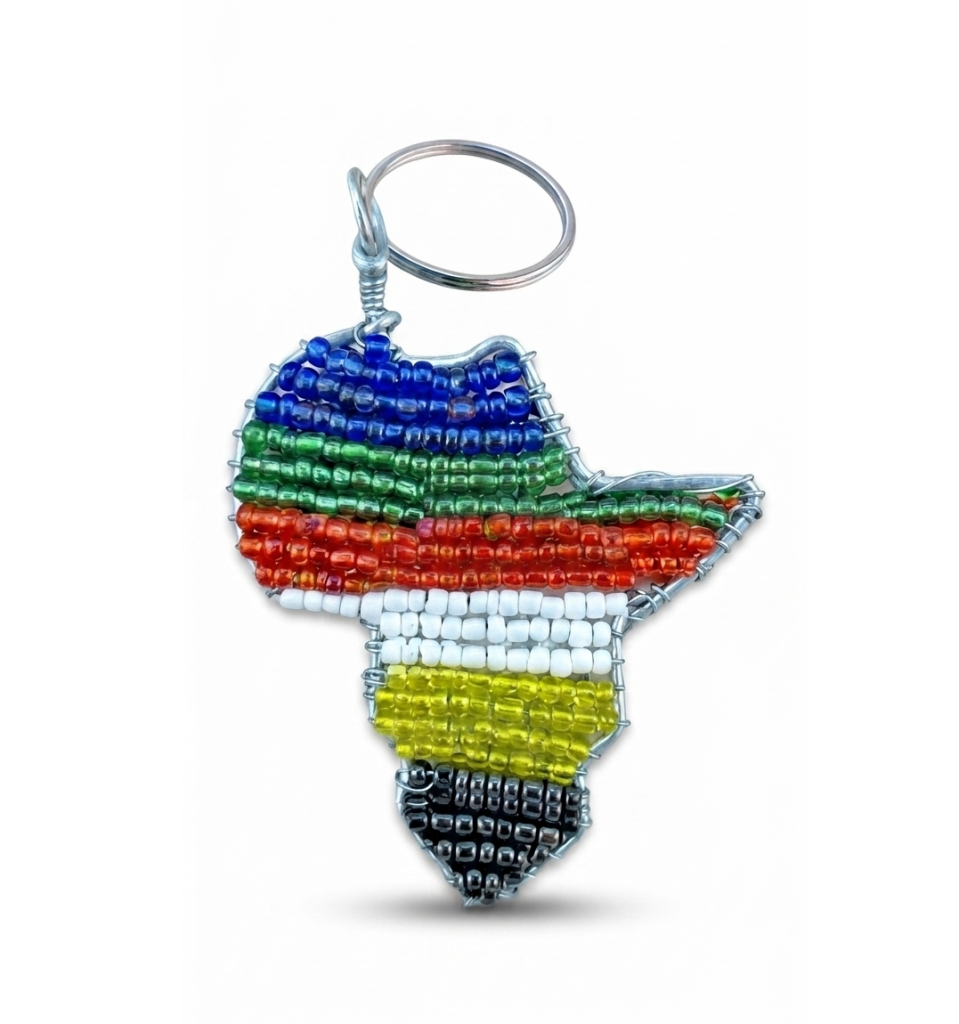 Africa Map beaded keyring